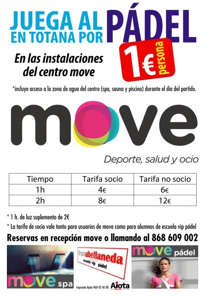 Juega al Pádel en Totana por 1 euro por persona