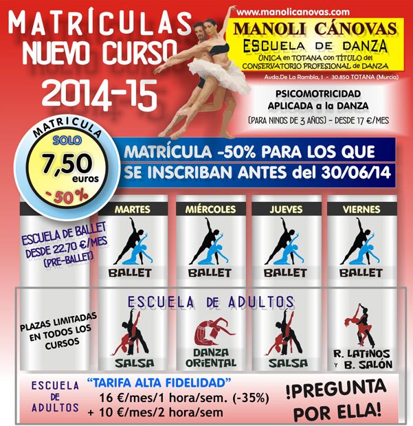 La Escuela de Danza Manoli Cánovas abre el plazo de matrícula para el curso 2014-2015
