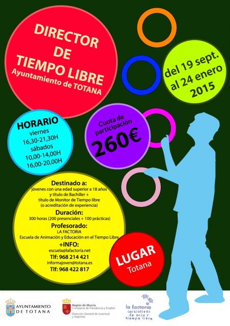 La concejalía de juventud del ayuntamiento de Totana oferta un curso de director de tiempo libre cuyo plazo de inscripción ya está abierto