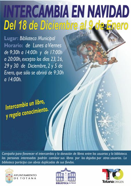 La Biblioteca Municipal desarrolla durante estos días la campaña 'Intercambia tu libro en Navidad'