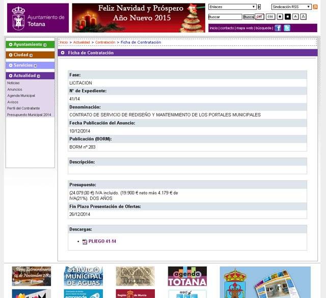 El Ayuntamiento saca a licitación el rediseño y mantenimiento de las páginas web municipales
