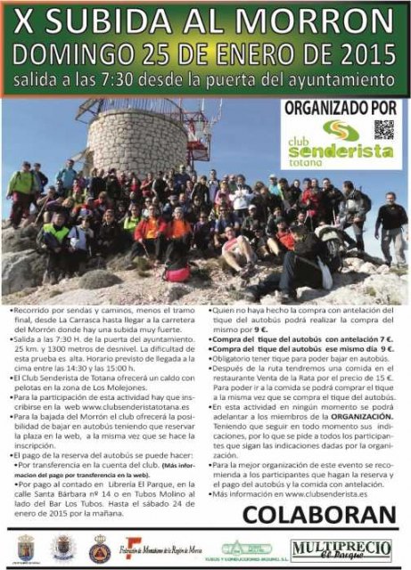 El próximo domingo 25 de enero tendrá lugar la X Subida al Morrón de Espuña