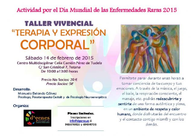 D´Genes organiza un taller de terapia y expresión corporal que tendrá lugar el próximo 14 de febrero