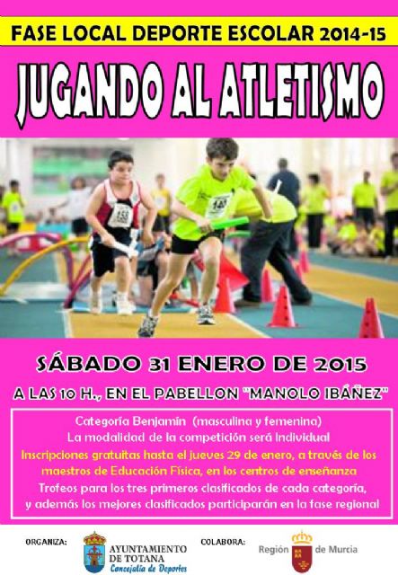 La fase local de Jugando al Atletismo de Deporte Escolar tendrá lugar mañana sábado 31 de enero