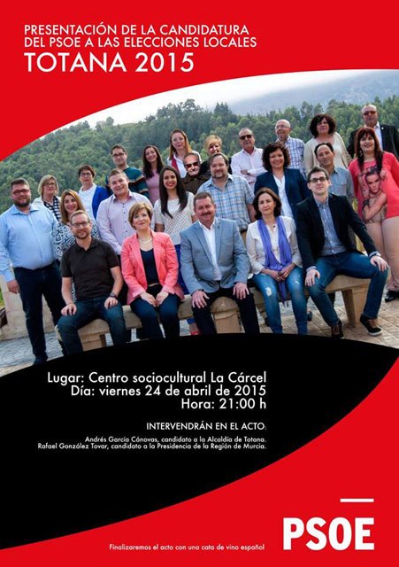 La presentación de la candidatura del PSOE a las elecciones locales tendrá lugar el próximo viernes