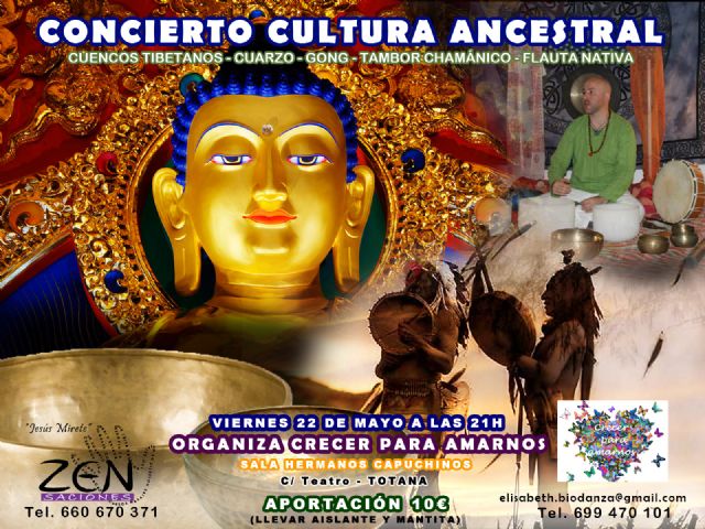 Concierto cuencos tibetanos, cuarzo, gong, tambor chamanico, flauta nativa
