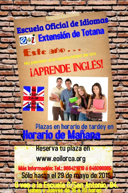 Ya está abierto el plazo de preinscripción en la Escuela Oficial de Idiomas (inglés)