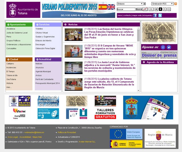 Adjudican a la mercantil totanera 'Avatar Internet' los servicios de rediseño y mantenimiento de los portales municipales