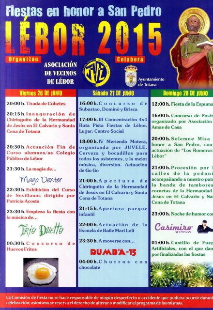 Las fiestas de Lébor se celebrarán del 26 al 28 de junio en honor a San Pedro