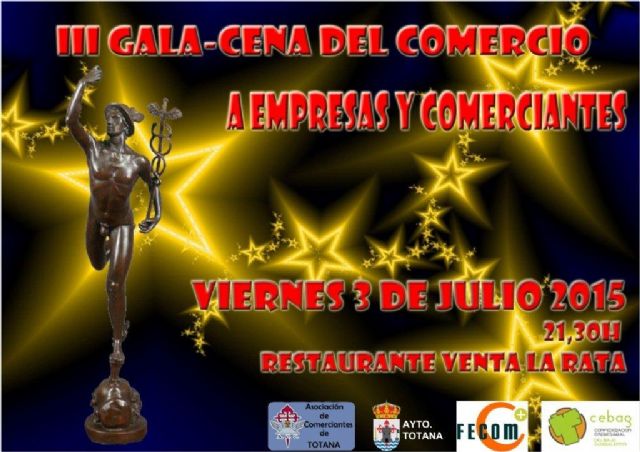 La Asociación de Comerciantes organiza la III gala-cena del comercio, el viernes 3 de julio