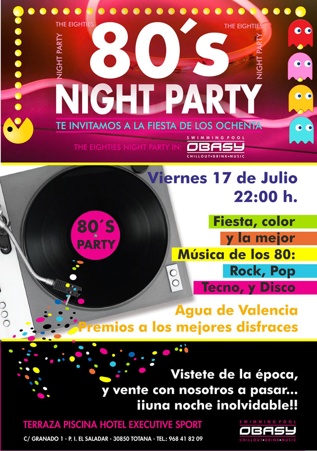 El Hotel Executive Sport acogerá la '80´s Night Party' y el 'I Open Pádel Pool Party'