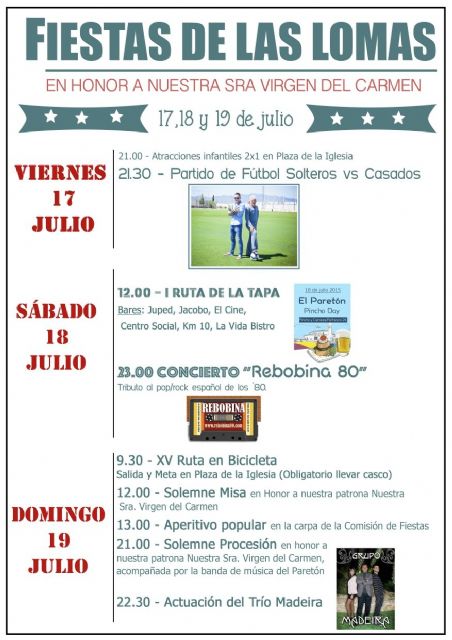 Este fin de semana se celebran las fiestas de Las Lomas en la diputación de El Paretón, en honor a la Virgen del Carmen