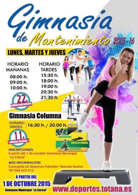 Deportes pondrá en marcha en octubre el programa municipal de 'Gimnasia de Mantenimiento 2015/2016'