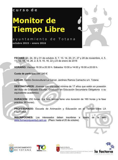 La Concejalía de Juventud oferta un 'Curso de Monitor de Tiempo Libre'