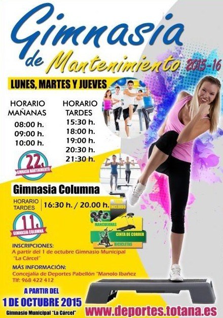 Una nueva temporada del programa municipal “Gimnasia de Mantenimiento” arranca mañana en el gimnasio de “La Cárcel”,