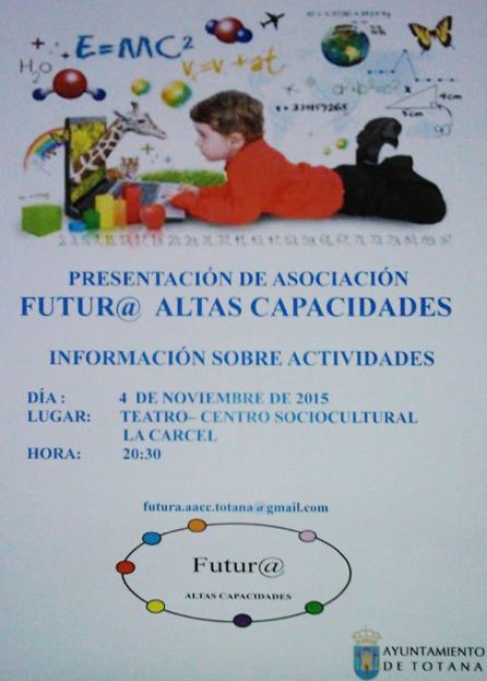 La presentación de la Asociación Furtur@ Altas Capacidades tendrá lugar el próximo 4 de noviembre