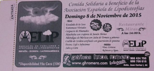 AELIP organiza una comida solidaria que tendrá lugar el próximo 8 de noviembre