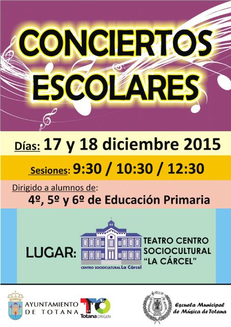 La Concejalía de Educación oferta a los colegios el programa 'Conciertos escolares', en colaboración con la Escuela de la Agrupación Musical