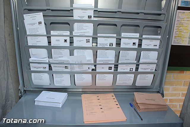 La participación de electores en el municipio de Totana en las generales asciende al 56,70% por ciento, a las 18:00 horas; 8,5 puntos menos que hace cuatro años
