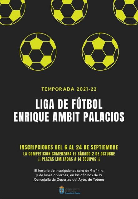La Concejalía de Deportes pondrá en marcha la nueva temporada de la Liga de Fútbol 'Enrique Ambit Palacios' 2021/22 con la apertura de inscripciones a partir del 6 de septiembre