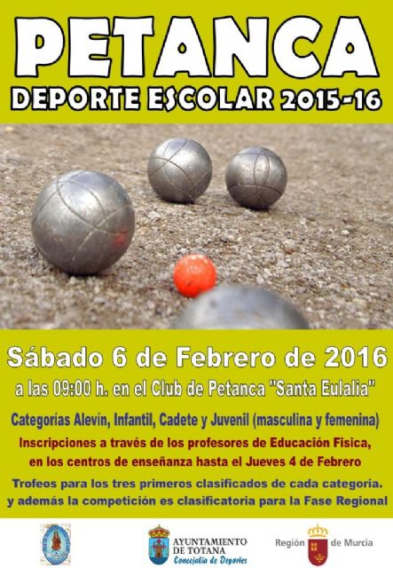 El próximo sábado tendrá lugar la Fase Local de Petanca de Deporte Escolar