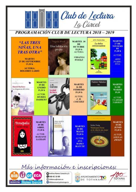 Prosigue la agenda del programa 'Club de Lectura 2018/19' con el análisis y lectura de una obra cada mes hasta junio