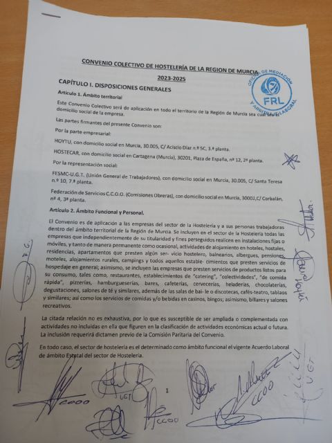 Las personas trabajadoras de la hostelería de la Región de Murcia consiguen una revisión salarial anual