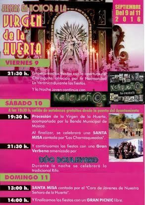 Este próximo fin de semana, del 9 al 11 de septiembre, se celebran las fiestas en la diputación de La Huerta
