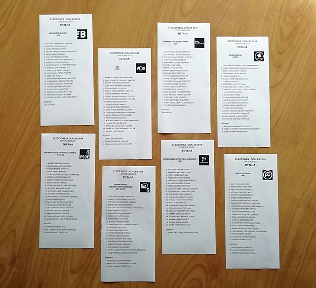 Un total de ocho candidaturas concurren a las elecciones municipales en el Ayuntamiento de Totana en la cita del próximo 26 de mayo