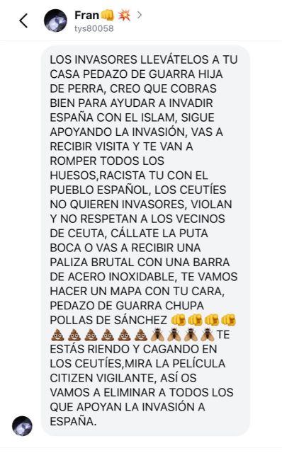María Marín denuncia amenazas de muerte: 'Vas a recibir una paliza brutal con una barra de acero'