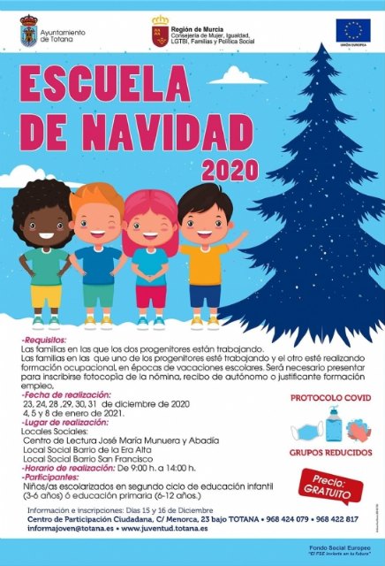 El Ayuntamiento ofrece un servicio gratuito de conciliación de la vida laboral y privada durante las vacaciones escolares de Navidad