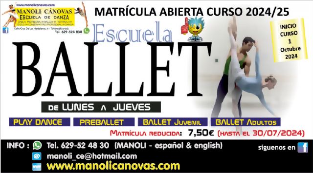 La Escuela de Danza Manoli Cánovas abre el plazo de matrícula para el curso 2024-25