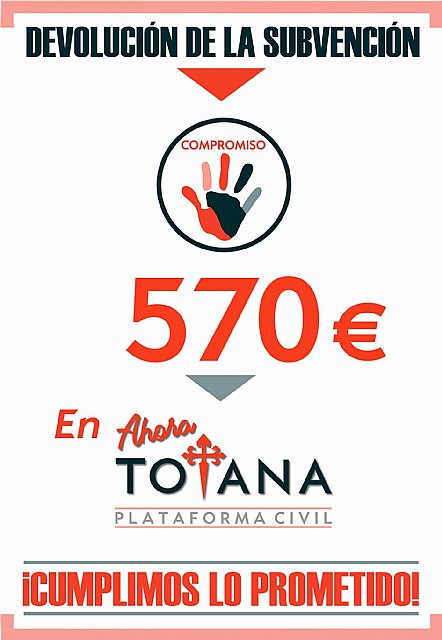 'Seguimos cumpliendo'. La plataforma “AHORA TOTANA” devuelve la subvención