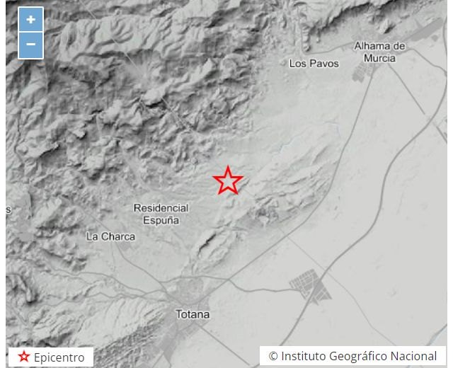 Un terremoto de 2,1 se deja sentir en Totana