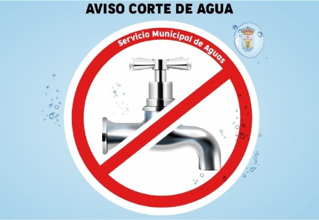 Mañana por la mañana se cortará el suministro de agua potable en la zona de La Ñorica, carretera de Mazarrón y polígono industrial “El Saladar”
