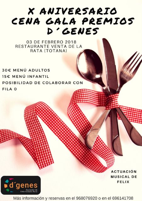 El próximo 3 de febrero tendrá lugar la Cena Gala Premios D´Genes