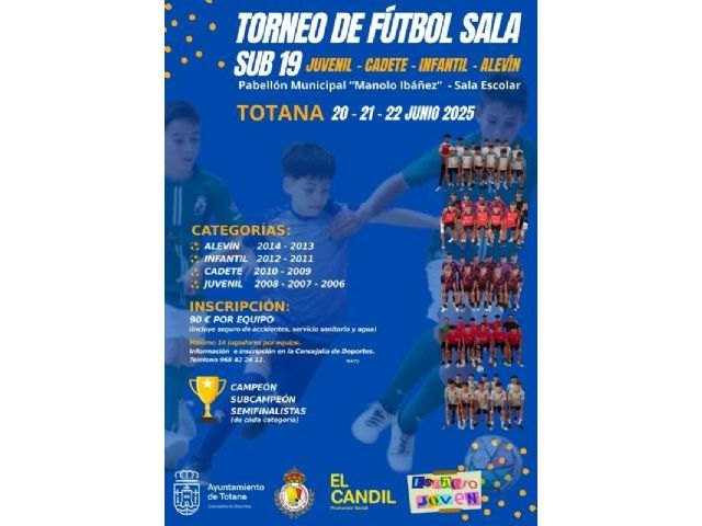 Hoy comienza el plazo de presentación de inscripciones para participar en el Torneo de Fútbol Sala que se celebrará del 20 al 22 de junio, dentro del programa de Ocio Infantil y Juvenil