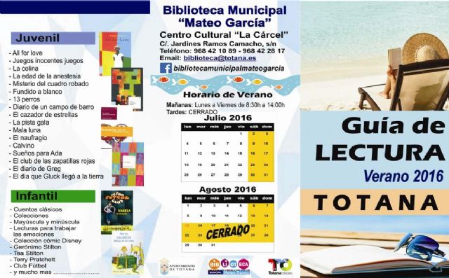 La Biblioteca Municipal 'Mateo García' elabora una guía de lectura para el verano