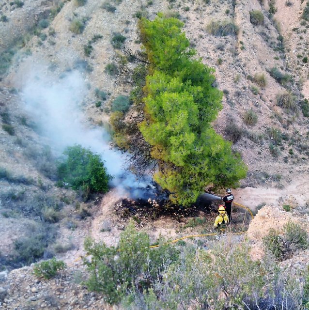 Efectivos del Plan Infomur dan por extinguido un incendio forestal declarado en la zona de El Rallerico en Totana