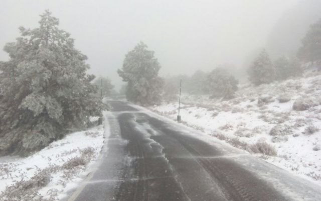 El temporal deja nieve en las cotas más altas del parque de Sierra Espuña