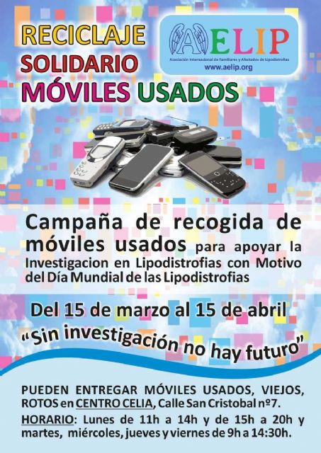 AELIP desarrollará del 15 de marzo al 15 de abril una campaña de recogida de móviles usados para apoyar la investigación en lipodistrofias