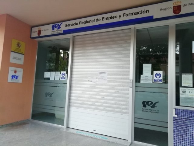 El lunes reabre la Oficina del SEF en Totana, aunque exclusivamente con cita previa para gestiones que sólo puedan resolverse de forma presencial