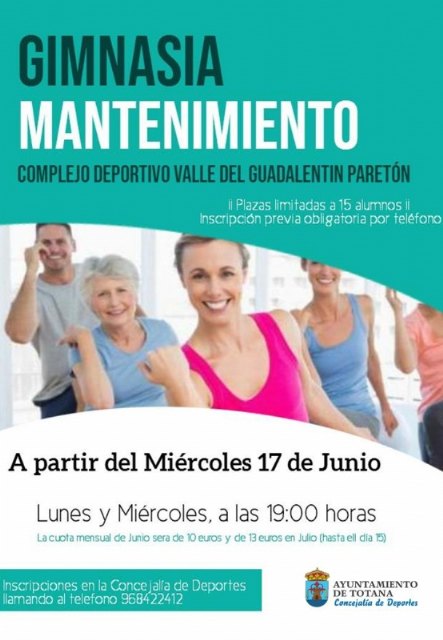 Deportes amplía la oferta del Programa Municipal de Gimnasia de Mantenimiento con un nuevo horario en el Complejo Deportivo de El Paretón