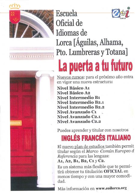 Desde hoy y hasta el 21 de junio está abierto el proceso de admisión para alumnos de nuevo ingreso en la Escuela Oficial de Idiomas para el curso 2019/2020