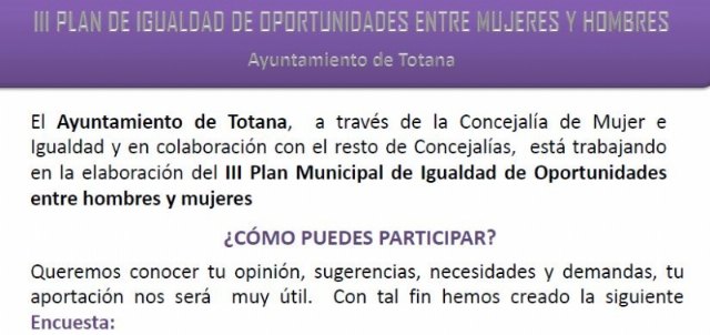 Encuesta III plan de igualdad de oportunidades entre hombres y mujeres del municipio de Totana