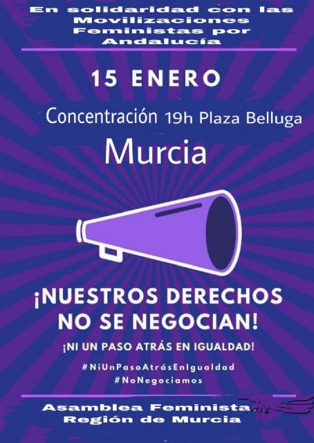 La Concejalía de Igualdad apoya la concentración convocada hoy en la plaza Belluga de Murcia