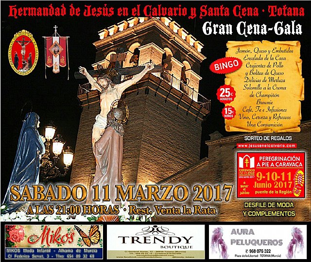 La Hermandad de Jesús en el Calvario celebrará el próximo sábado 11 de marzo una cena de convivencia