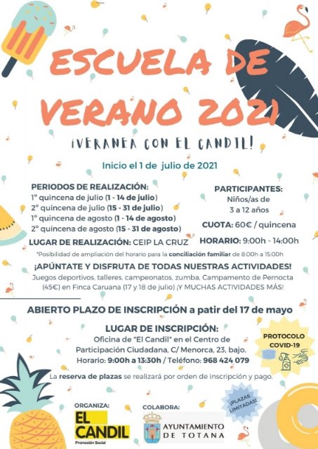 Este lunes se abre el plazo para la Escuela de Verano´2021 que promueve el Colectivo “El Candil” desde julio a finales de septiembre