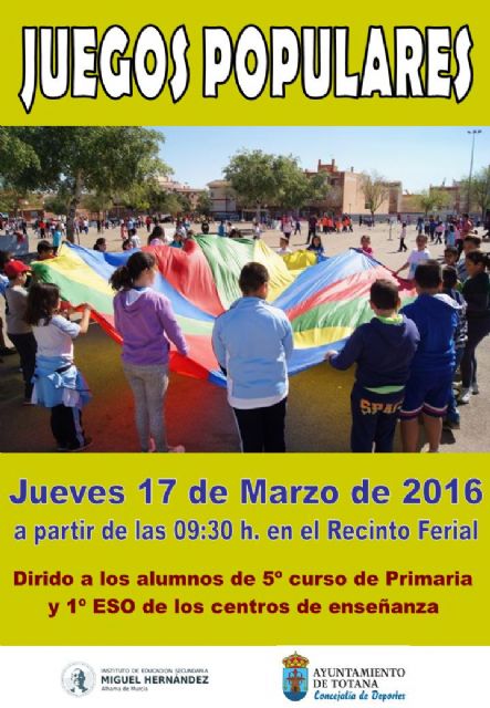 Deportes organiza una Jornada de Juegos Populares mañana jueves 17 de marzo en el recinto ferial