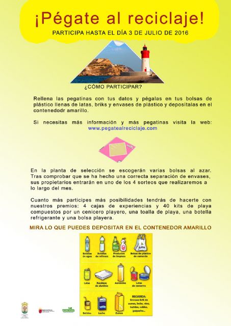 La campaña '¡Pégate al reciclaje!' fomenta la recogida selectiva de envases de plástico en los contenedores de color amarillo